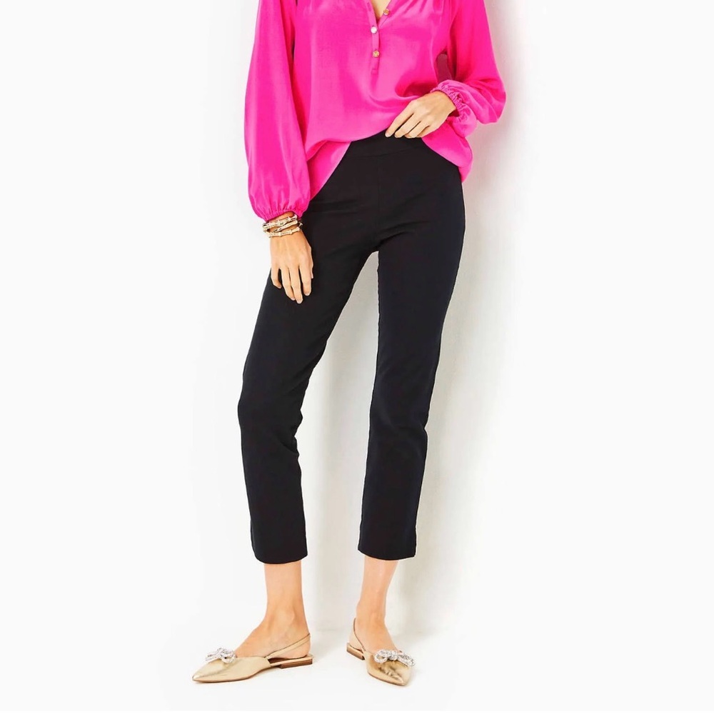 NWT Lilly Pulitzer sz00 Black Merrin Bi-Stretch Ankle Pants…